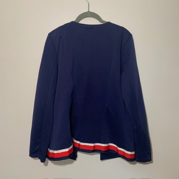 NWT Inspired Women's Navy Blue Gold Button Open Front Band Blazer - Size M - Picture 5 of 6